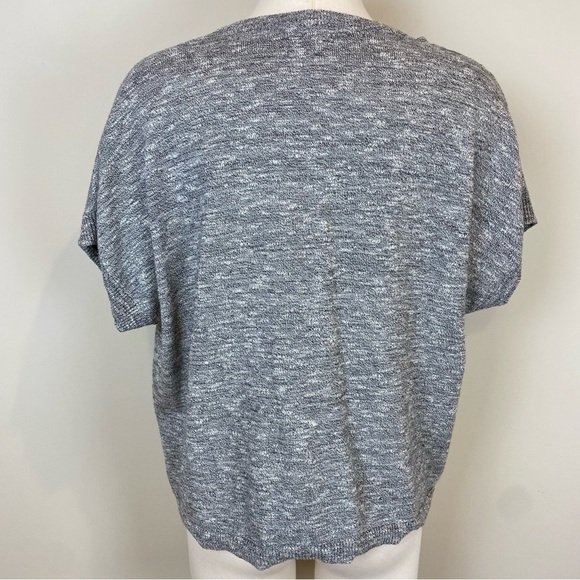 Madewell Cropped Dolman Sleeves Knit Sweater Top Oreo Gray Size M Boxy V Neck - Picture 7 of 15